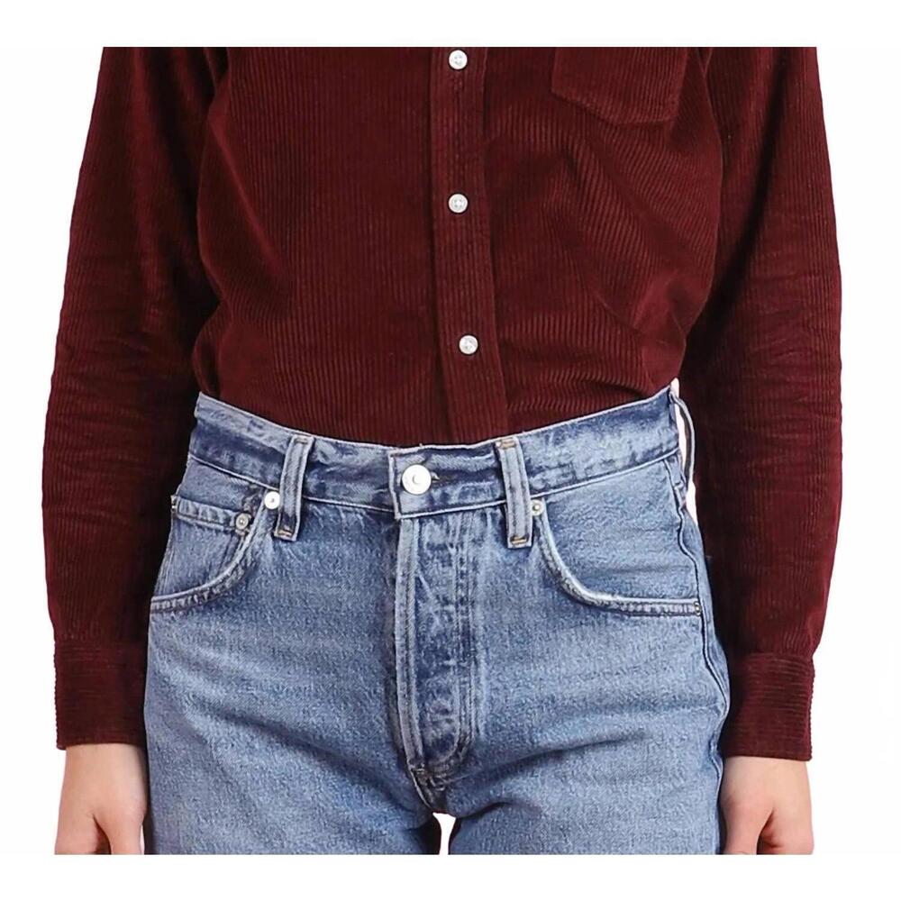 NEW FRANK & EILEEN barry tailored button up shirt in maroon corduroy